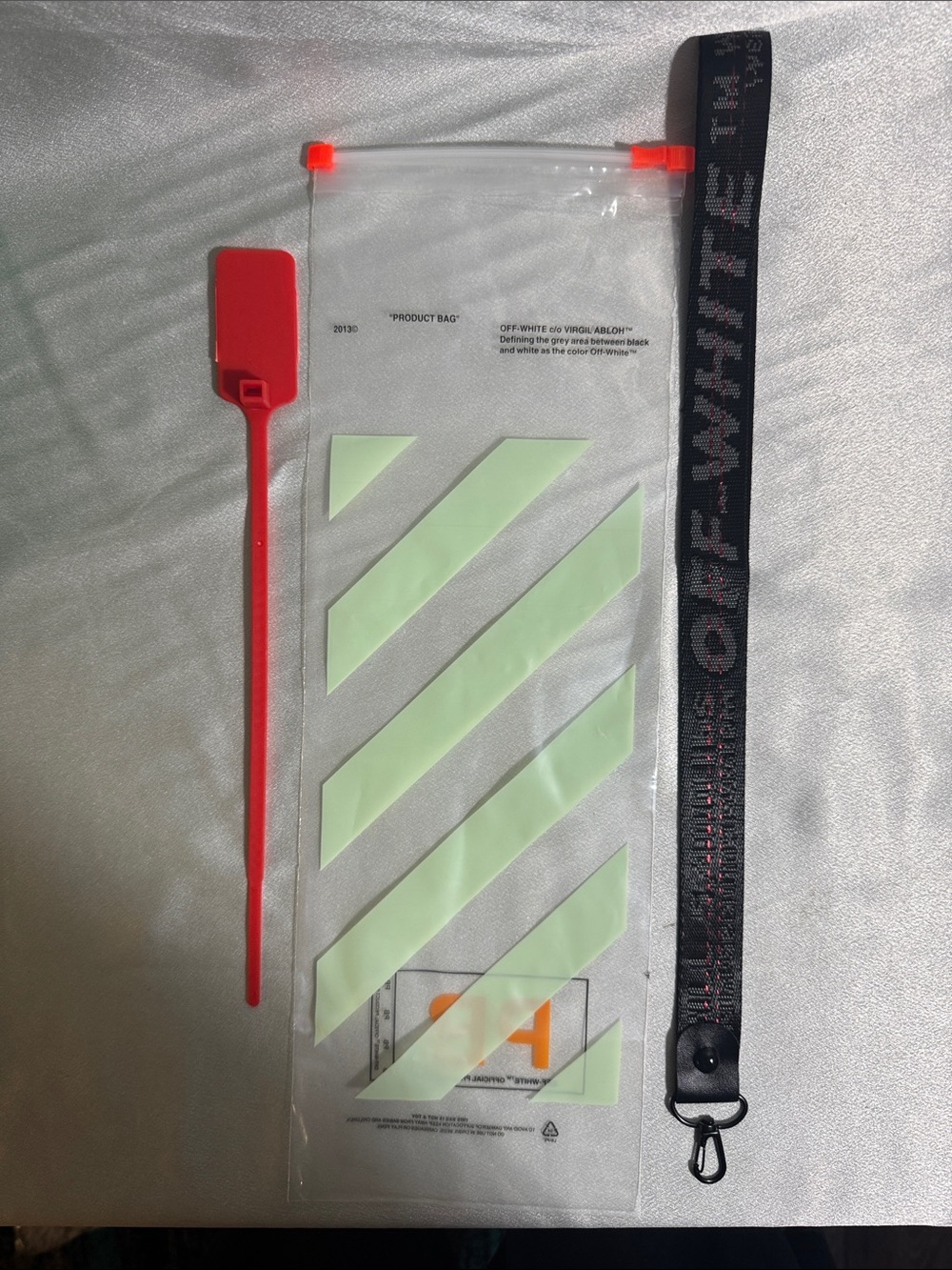 OFF-WHITE Clear Phone Pouch with Black lanyard and Red Tag🔥New!
